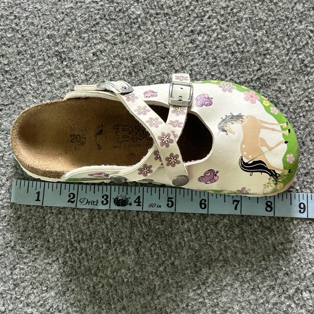 Birki's Shoes Girls Size 13 White Fairy Horse Clog Sandals Buckle Germany